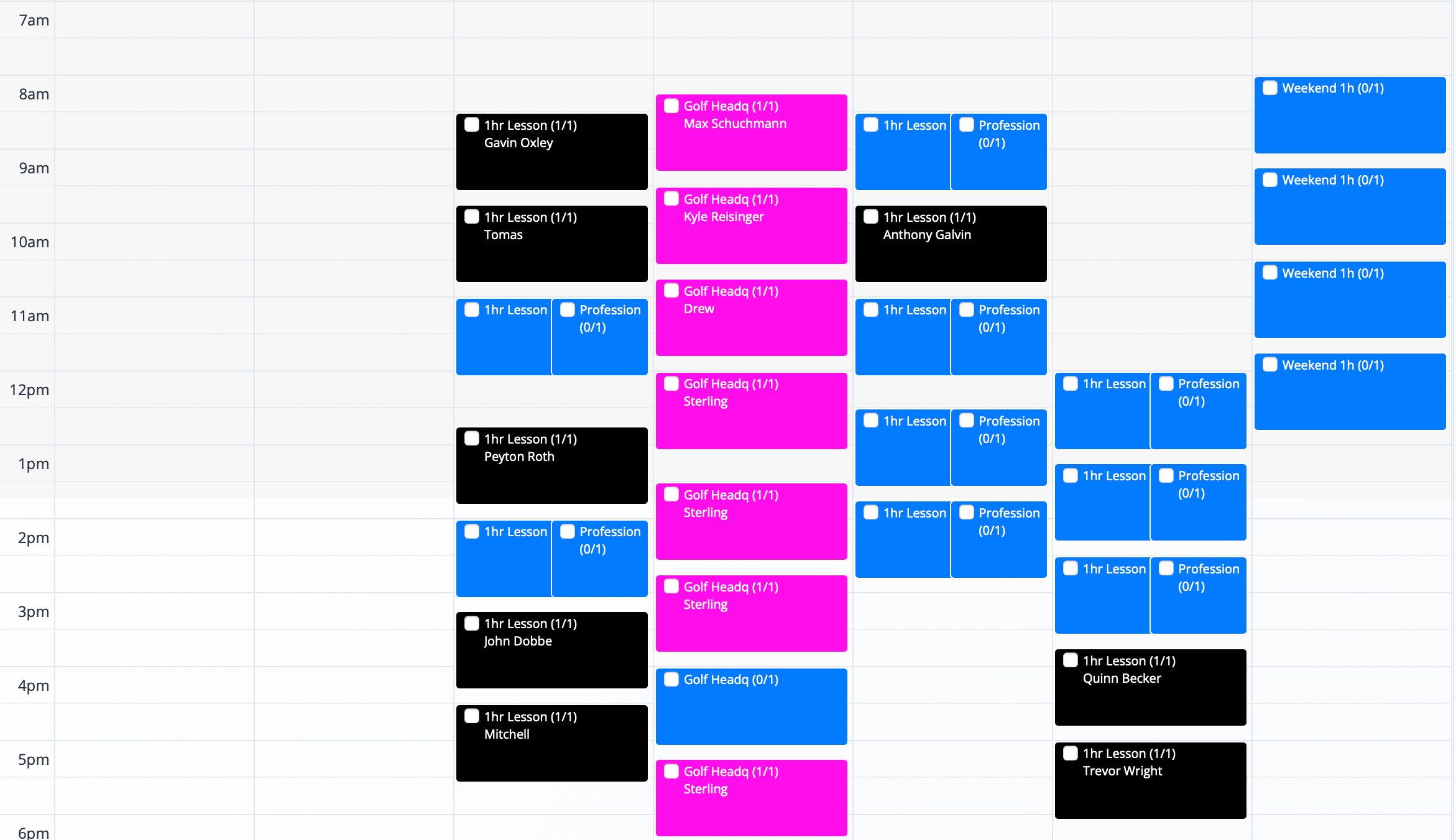 Full-week web calendar